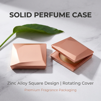 Boîte à parfum solide carrée en alliage de zinc 55*55mm, conteneur rotatif en métal pour baume, étui d'emballage d'arômes or rose