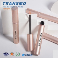 Bouteille d'eyeliner personnalisée, tubes d'eyeliner transparents dorés de 7ml, tube de sérum vide en aluminium pour cils avec brosse