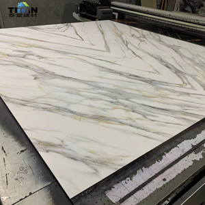 Panel de mármol de Pvc 1220*2440, paneles de revestimiento de pared de baño Uv impermeables, paneles de revestimiento de paredes Uv, sustituto de mármol - Product Image 2