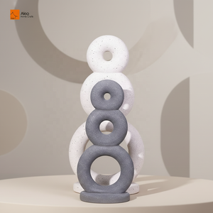 AELO Moderno Minimalista Hecho a Mano de Cemento Anillo Circular en Capas Decoración del Hogar Artesanía para Mueble de TV y Escritorio de Acción de Gracias - Product Image 2