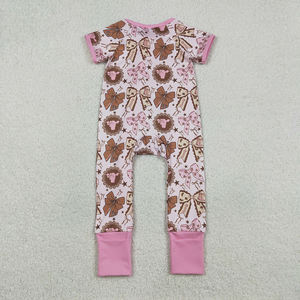 Pelele de Algodón Orgánico de Alta Calidad para Bebés Niñas, Diseño Western con Cremallera, Venta al por Mayor para Boutiques Infantiles - Product Image 3