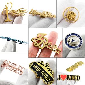Oferta Especial: Broches Metálicos 3D Europeos Personalizados de Acero Inoxidable Dorado para Accesorios de Ropa - Product Image 6