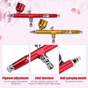 Nail Art Spray Gun 2 Colors 0.3mm Gravity Feed Airbrush Gun Spray Gun Art Tattoo <b>Paint</b> Nail <b>Cake</b> Decoration Tools Airbrush Gun - Product Image 2