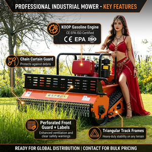Cortacésped de pendiente con orugas y control remoto CE, motor diésel Koop, <span class=keywords><strong>desbrozadora</strong></span> de martillos, equipo pesado de orugas, venta al por mayor - Product Image 6