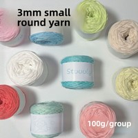 Fil de Coton Creux Peigné 3mm Teint Rond pour Tricot à la Main, Crochet Fait à la Main DIY de Corée, Corde de Coton, Vente en Gros Usine