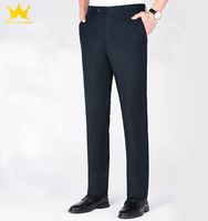 Pantalon de Costume Formel Homme Léger Taille Mi-Haute Infroissable Respirant Lavable en Machine 30% Laine Coupe Droite