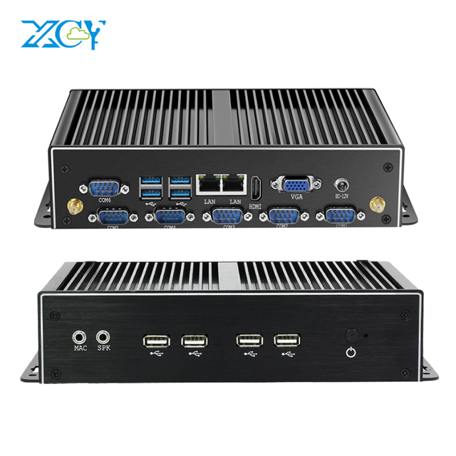 Fanless Industrial Computer Mini PC Quad Core J1900 2955U Core I5 4200U I7 5500U Project Desktop 2*RJ45 6*RS232 RS485 AES-NI