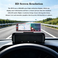Affichage tête haute HUD GPS V5 Ultra HD pour voiture, prend en charge le CarPlay sans fil, l'Android Auto, l'affichage de la vitesse, la navigation Plug and Play