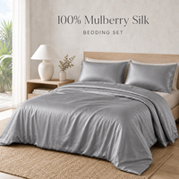 Parure de lit hôtelier multicolore en soie de mûrier 100% avec housse de couette et drap-housse