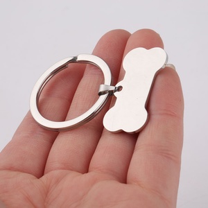 Popular <b>Pet</b> Dog Pendant Keychain Gold Plated Custom Engraved <b>Blank</b> Bone Shape Pendant Stainless Steel Keychain - Product Image 3