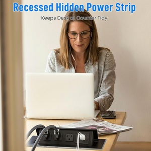 OEM đen chúng tôi tiêu chuẩn hội nghị bảng damped mềm mở <span class=keywords><strong>Pop</strong></span> <span class=keywords><strong>Up</strong></span> ổ cắm sàn bảng ổ cắm với 3AC Ổ cắm điện USBC sạc - Product Image 6