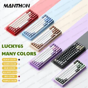 Lucky65 Kit de teclado mecânico com fio RGB completo sem fio com 3 tipos de conexões Bluetooth 2.4g