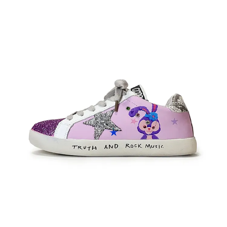 Moda púrpura estilo Casual estrella primavera lentejuelas estrellas transpirable deportes niños zapatos para correr zapatillas para niñas niños