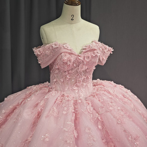 Vestido <span class=keywords><strong>de</strong></span> <span class=keywords><strong>Noche</strong></span> Rosa con Hombro Descubierto y Falda Abullonada <span class=keywords><strong>para</strong></span> Cantante, Vestido <span class=keywords><strong>de</strong></span> Novia Elegante <span class=keywords><strong>para</strong></span> Piano, Guzheng, Compromiso - Product Image 3