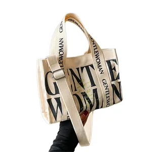 Custom Logo Casual Tote Eco Friendly Canvas Bag Short Handle Small Tote Bag Fashion Woman Shoulder bag