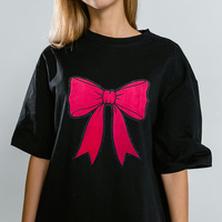 Patchs à paillettes en gros à repasser, accessoires vestimentaires pour femmes, grand nœud papillon rose, patchs en chenille cerise pour femmes, t-shirt, cadeau