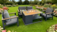 Table de foyer à gaz à cadre en aluminium rectangulaire en bois de teck de 50 po x 28 po pour l'extérieur