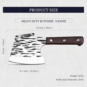Hache de <span class=keywords><strong>boucher</strong></span> forgée pour couper la viande et les os, hache viking en acier inoxydable de 5 mm d'épaisseur avec manche en bois pour la cuisine - Product Image 2