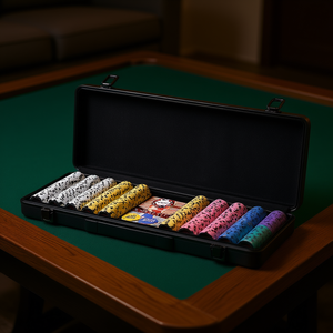 ชุดชิปโป๊กเกอร์ 500 ชิ้น ชิปพลาสติกหนาสำหรับเล่นคาสิโน พร้อมกระเป๋าสำหรับพกพา สำหรับเล่นเท็กซัส โฮลเอ็ม แบล็คแจ็ค - Product Image 2