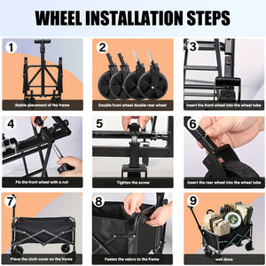 Chariot de plage pliable, chariot utilitaire de camping, chariot de jardin en métal, chariot à main portable, chariot pliable d'extérieur - Product Image 5