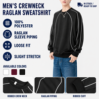 Sweat-shirt à col rond pour homme MA8106 avec logo personnalisé OEM, 100% polyester, manches raglan, streetwear, vente en gros, marque privée