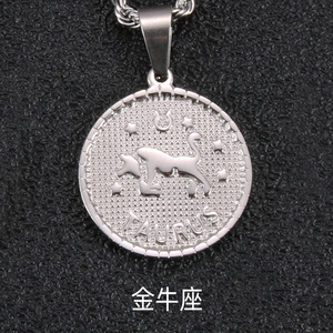 Collana con ciondolo dei 12 segni zodiacali in acciaio inossidabile placcato <span class=keywords><strong>oro</strong></span> 18 carati per donna, gioielli con ciondolo dei 12 segni zodiacali. - Product Image 6