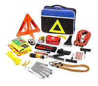 Kit d'urgence pour voiture Amazon à succès avec 88 outils en acier et polyester, y compris câble de démarrage et triangle de signalisation