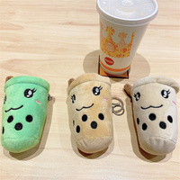 Porte-clés personnalisé en peluche douce en forme de tasse de thé Boba avec perles éclatantes, jouet en coton rembourré, cadeau Boba personnalisé