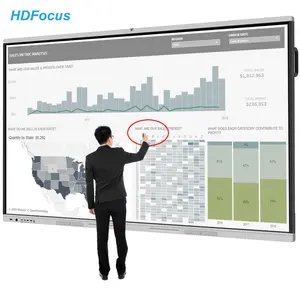 HDFocus最新安卓11.0数字白板智能板交互式平板电脑100英寸交互式板