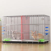 Grande Cage Intérieure pour Cobaye Néerlandais et Lapin Domestique, à Motif Uni, avec Bouton de Nettoyage Automatique des Déjections, Clôture en Métal, pour Usage Domestique