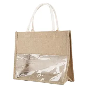 High Quality Waterproof Custom Eco Friendly Burlap Tote Bags Reusable Jute Shopping Bag