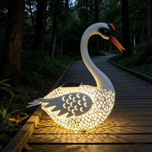 Lampe de table LED en acier, protégée contre <span class=keywords><strong>les</strong></span> UV, étanche IP65, éclairage paysager solaire en forme de cygne, ornement lumineux en forme de canard de dessin animé - Product Image 5