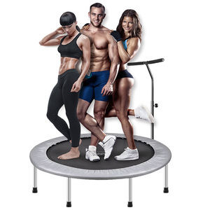 Vente chaude ronde intérieure adulte et enfants Fitness <span class=keywords><strong>Trampoline</strong></span> avec accoudoir réglable avec ressorts de haute qualité pour un usage domestique - Product Image 1