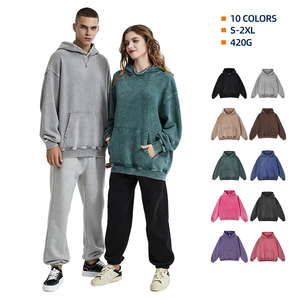 Felpe con Cappuccio Oversize Vintage Unisex in Cotone 100% Pesante 420g, Stile Retrò per Coppie, Autunno/Inverno - Product Image 2