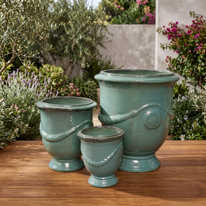 Macetas de Cerámica Esmaltada Azul Claro al por Mayor de Vietnam, con Orificio de Drenaje, Estilo Vintage, Ecológicas, Duraderas, para Interiores y Exteriores - Product Image 3