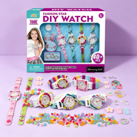 Kit de fabrication de montres DIY pour enfants, ensemble de jouets créatifs avec perles colorées, bracelets décoratifs, cadeau artisanal créatif pour enfants