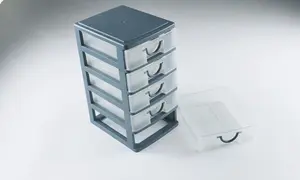 Plástico 5 Tiers Destacável Empilhável Mini Armazenamento Papelaria Escritório Mesa Cosméticos Maquiagem Gabinete Gaveta Organizador Divisor Box