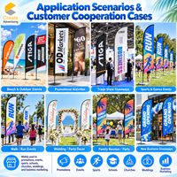 Drapeaux de plage personnalisés en plumes, 100 % polyester, imprimés par transfert thermique, avec mât en aluminium – Drapeaux promotionnels extérieurs en gros