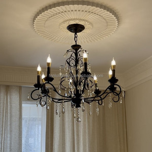 Lustre de ferme en <span class=keywords><strong>fer</strong></span> <span class=keywords><strong>forgé</strong></span> <span class=keywords><strong>noir</strong></span> éclairage plafond rustique <span class=keywords><strong>suspension</strong></span> bougie lustres suspendus pour cuisine salon - Product Image 3
