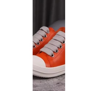 Orange White High <b>Top</b> Sneakers, Men/Women Thick Sole Leather Casual Shoes, Chunky Lace-up Streetwear Shoes - Product Image 2