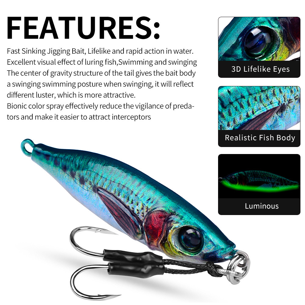 Slow Pitch Jig Métal 120G - Leurre Pêche Verticale Glow Avec Hameçon - Neuf