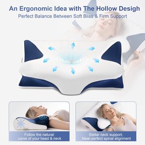 Cuscino per dormire sano ergonomico con imbottitura in schiuma traspirante con copertura lavabile supporto per il collo per le traversine posteriori laterali - Product Image 2
