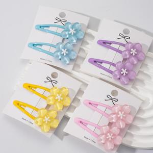 2 PCS/SET Jepit Rambut Anak Bentuk Bunga Kristal Lucu, Jepit Rambut Samping BB Warna-warni Manis Motif Bunga Sakura untuk Anak Perempuan - Product Image 6