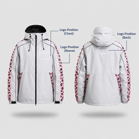 Veste de ski imperméable gris clair rose léopard pour homme, veste de snowboard, veste de neige, veste de ski de montagne à capuche, fabricant OEM personnalisé