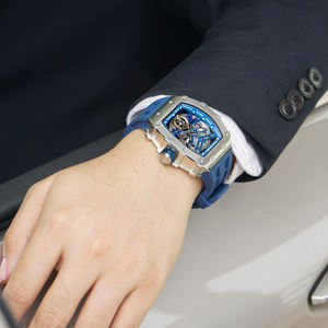 <span class=keywords><strong>TSAR</strong></span> BOMBA montres mécaniques pour hommes saphir Tonneau <span class=keywords><strong>montre</strong></span>-bracelet squelette bleu horloge mode luxe hommes <span class=keywords><strong>montre</strong></span> automatique - Product Image 5