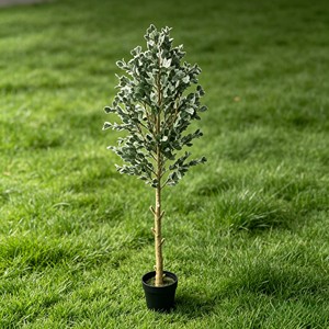 Low Maintenance No Watering Artificial Potted Plant Real Touch Faux Eucalyptus in White Pot for Living Room Table Shelf - Product Image 6