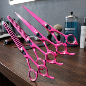 Ciseaux de barbier droits en acier inoxydable ASAP, ensemble de ciseaux à effiler à manche long et base creuse, pour usage professionnel en salon de coiffure - Product Image 4