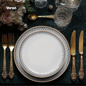 Assiettes de table en porcelaine fine, classiques, minimalistes mais saisissantes, haut de gamme, pour fêtes, mariages et événements religieux, ensemble de vaisselle - Product Image 1