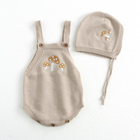 Ins tricoté chaud 3 pièces/ensemble bébé vêtements ensemble bébé barboteuse hiver avec chapeau et manteau bébé tricot barboteuses