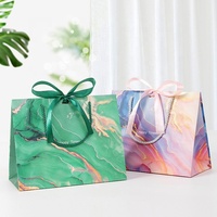 Sac fourre-tout de luxe en marbre vert avec ruban en satin et nœud, personnalisable avec logo, pour mariage, anniversaire, cosmétiques, bijoux, boutique, emballage cadeau